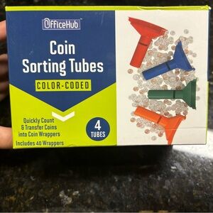 Office Hub Coin Sorting Tubes Color Coded Set Of 4 Penny Nickel Dime Quarter